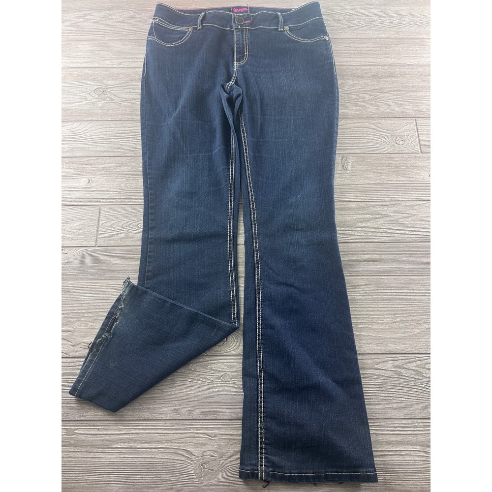 Wrangler Rock 47 Womens Bootcut Jeans 13/14x34 Dark Wash Embroidered 10MWZBR